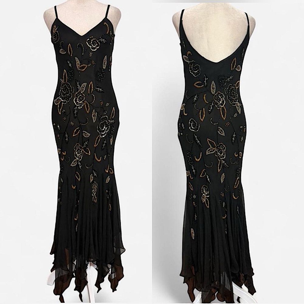 Vintage Y2K 100% Silk Beaded Dress Vintage Silk Dress Prom Dress Fairy Goth